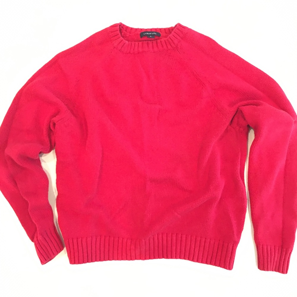 Lands’ End Red Sweater 100% Cotton
